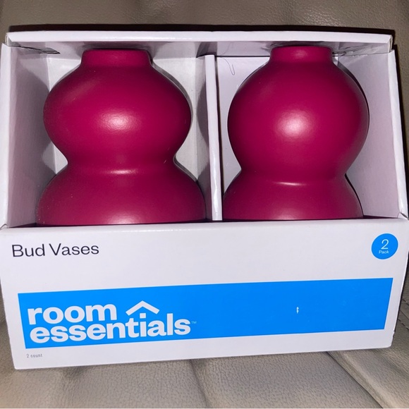 Room Essentials Red Bud Vases 2 Pack New In Box Decor Bedroom Window Sill Classy - Picture 1 of 6